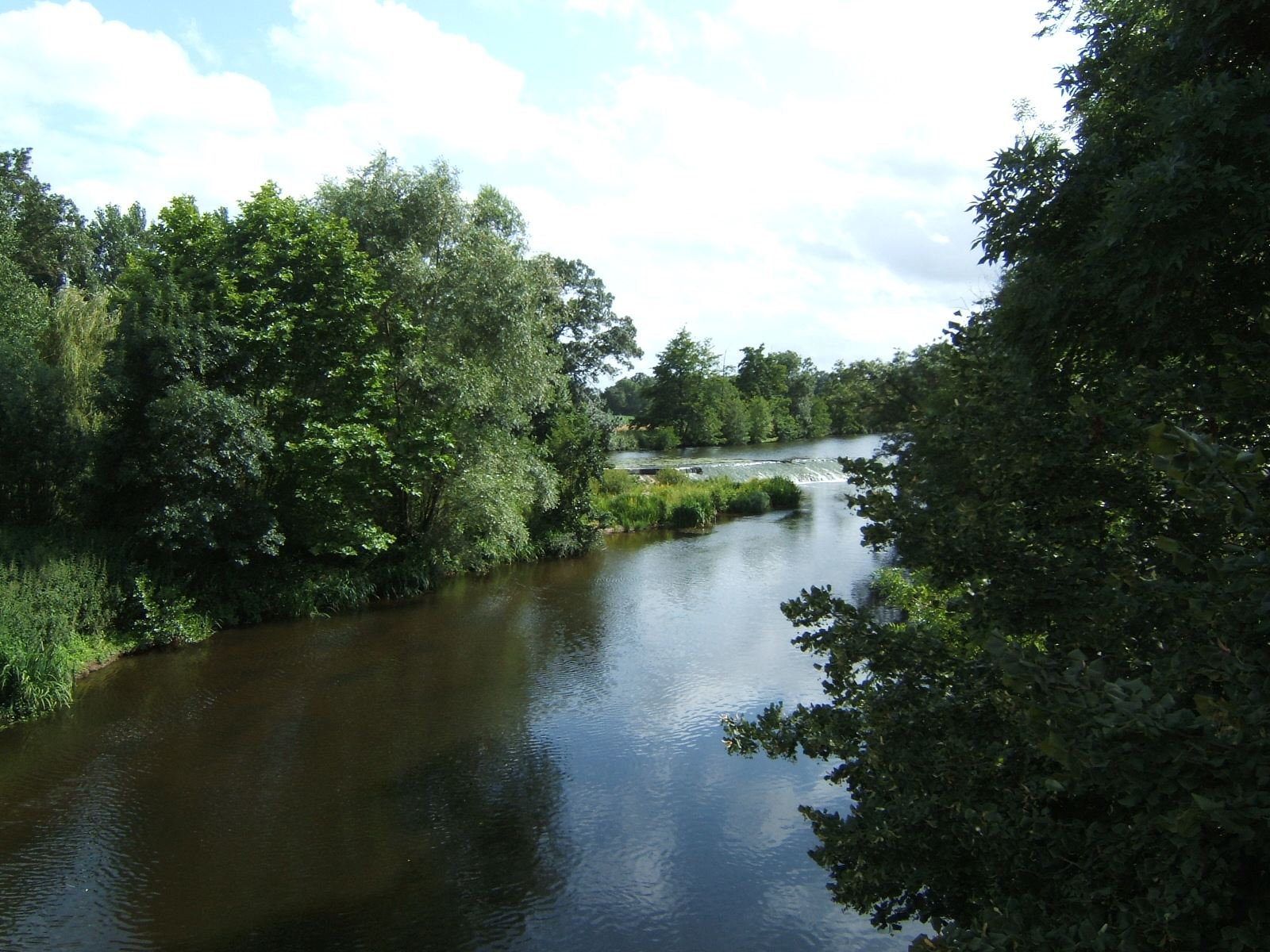 Le Thouet, rivière calme bordée d’arbres, à Thouars